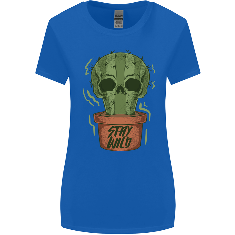 Cactus Skull Gardening Gardener Plants Womens Wider Cut T-Shirt Royal Blue