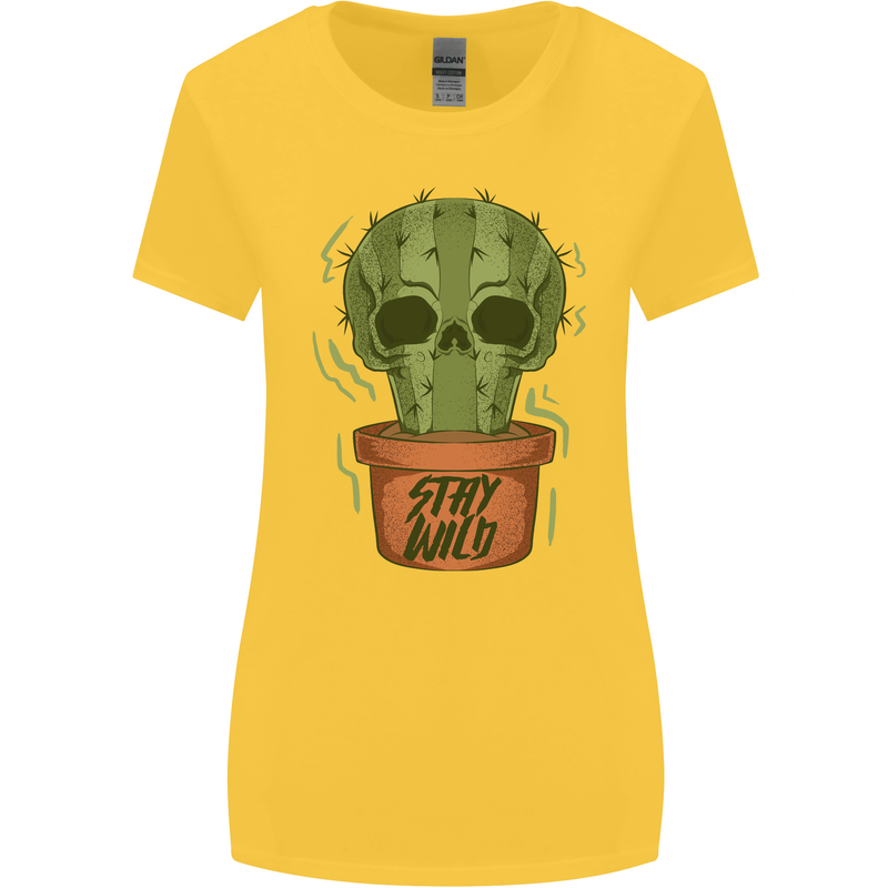 Cactus Skull Gardening Gardener Plants Womens Wider Cut T-Shirt Yellow