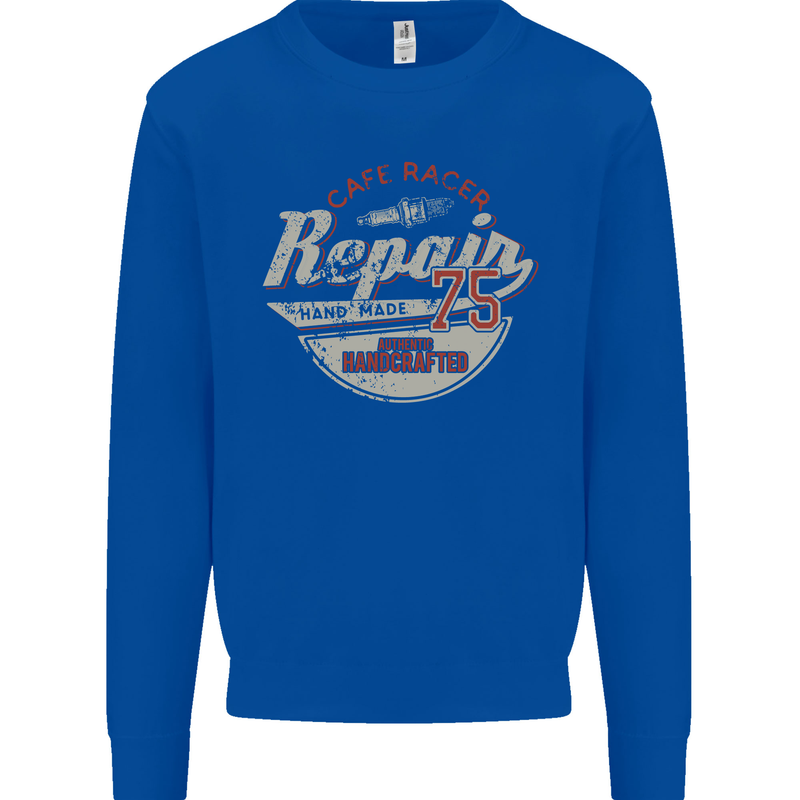 Cafe Racer Biker Motorbike Motorcycle Kids Sweatshirt Jumper Royal Blue