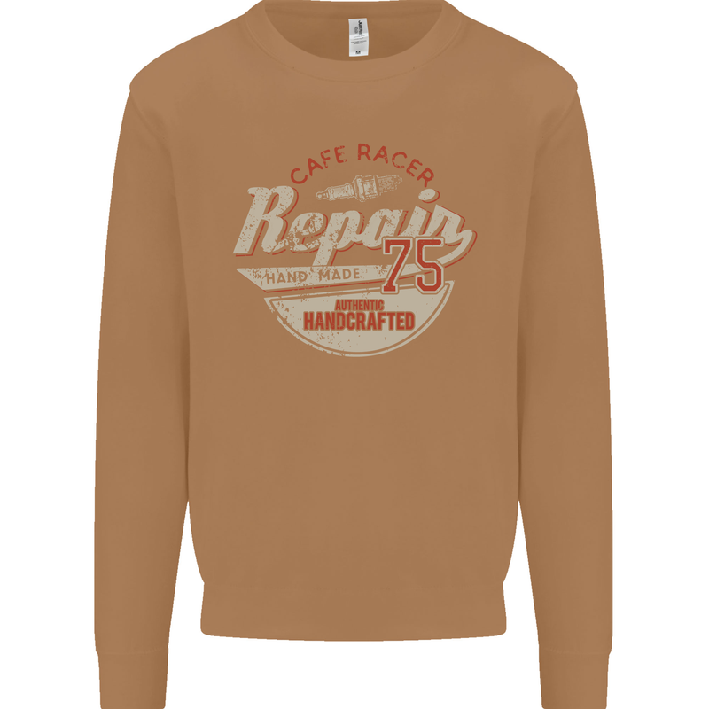 Cafe Racer Biker Motorbike Motorcycle Mens Sweatshirt Jumper Caramel Latte