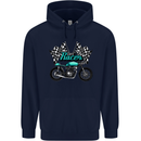 Cafe Racer Biker Motorcycle Motorbike Childrens Kids Hoodie Navy Blue