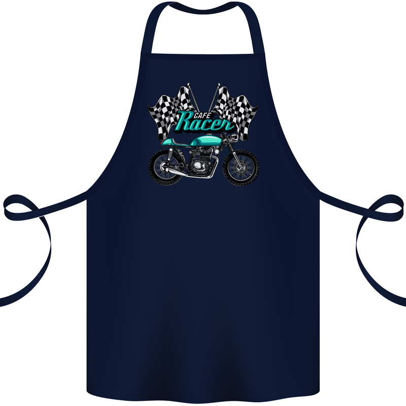Cafe Racer Biker Motorcycle Motorbike Cotton Apron 100% Organic Navy Blue