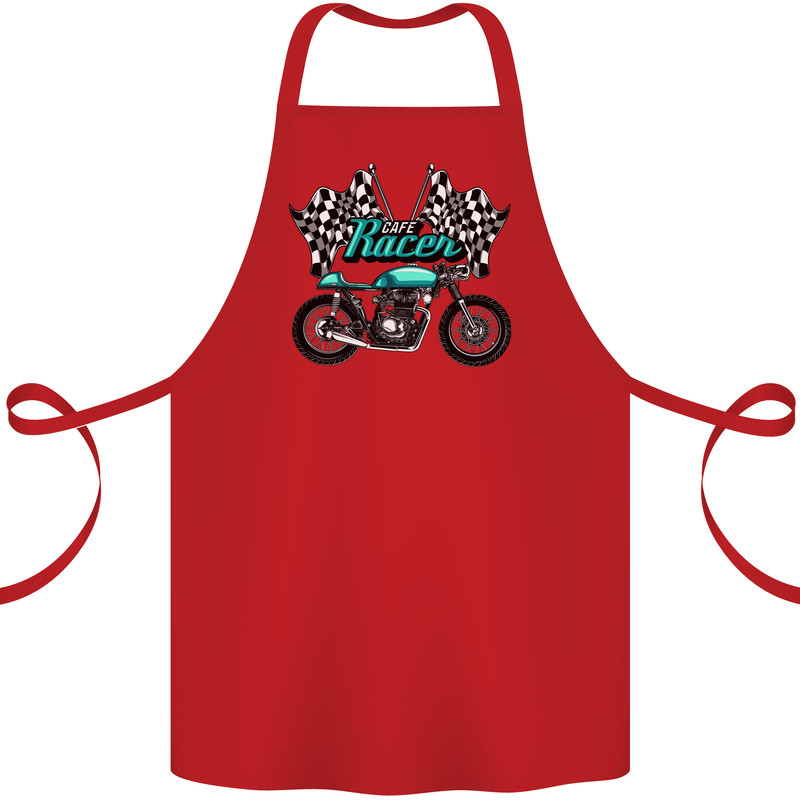 Cafe Racer Biker Motorcycle Motorbike Cotton Apron 100% Organic Red