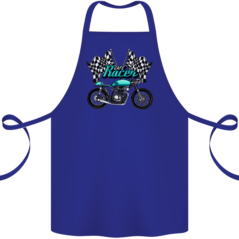 Cafe Racer Biker Motorcycle Motorbike Cotton Apron 100% Organic Royal Blue