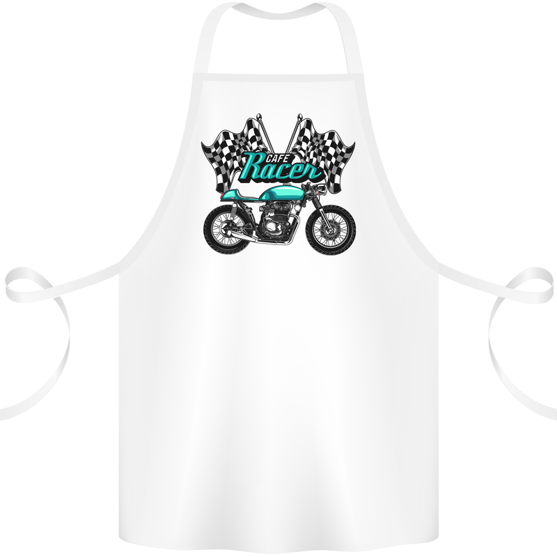 Cafe Racer Biker Motorcycle Motorbike Cotton Apron 100% Organic White
