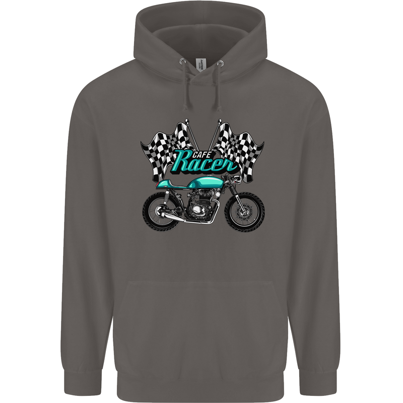 Cafe Racer Biker Motorcycle Motorbike Mens 80% Cotton Hoodie Charcoal
