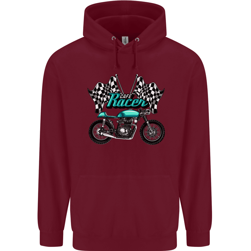 Cafe Racer Biker Motorcycle Motorbike Mens 80% Cotton Hoodie Maroon