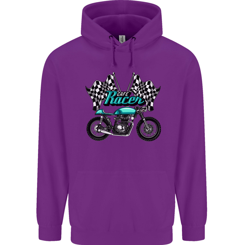 Cafe Racer Biker Motorcycle Motorbike Mens 80% Cotton Hoodie Purple