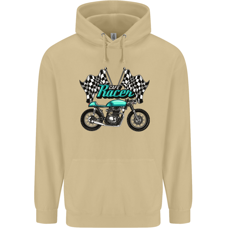 Cafe Racer Biker Motorcycle Motorbike Mens 80% Cotton Hoodie Sand