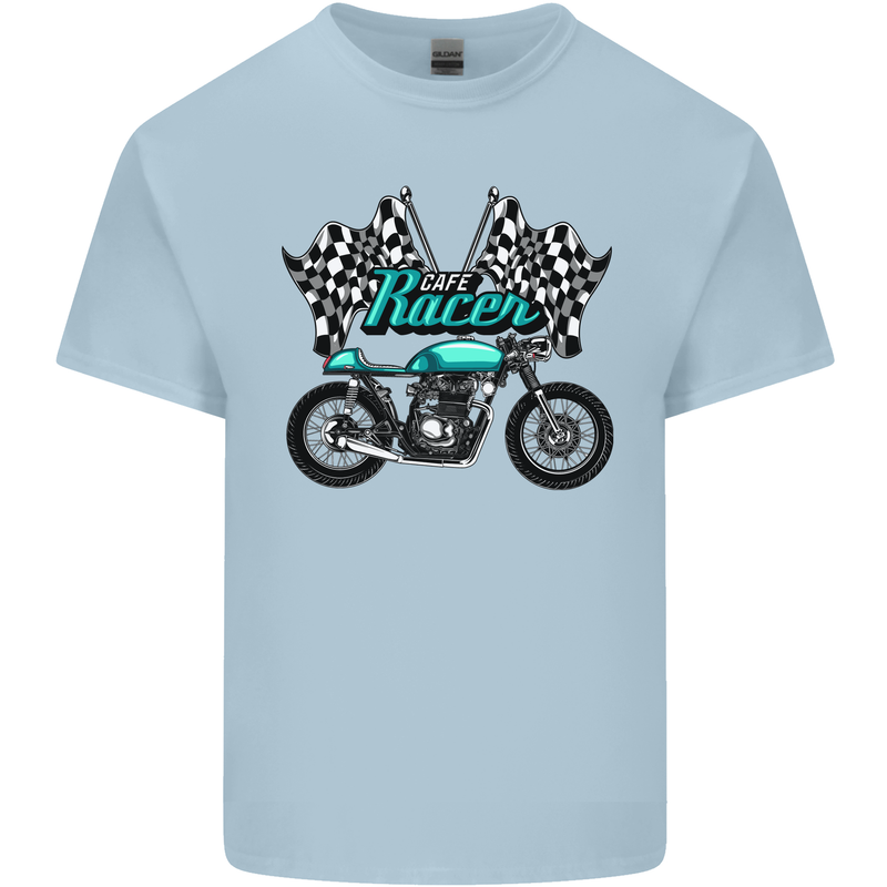 Cafe Racer Biker Motorcycle Motorbike Mens Cotton T-Shirt Tee Top Light Blue