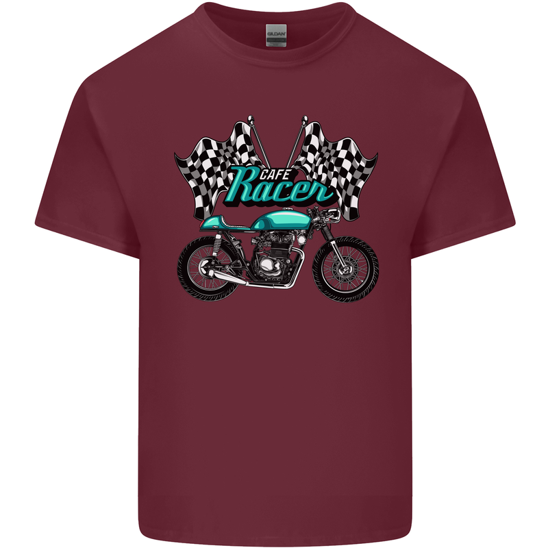 Cafe Racer Biker Motorcycle Motorbike Mens Cotton T-Shirt Tee Top Maroon