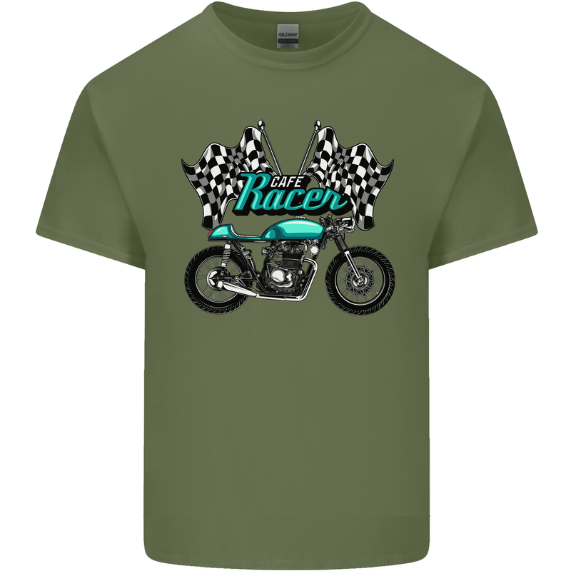 Cafe Racer Biker Motorcycle Motorbike Mens Cotton T-Shirt Tee Top Military Green