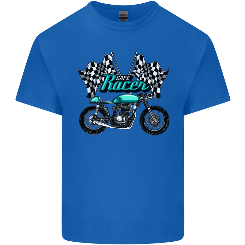 Cafe Racer Biker Motorcycle Motorbike Mens Cotton T-Shirt Tee Top Royal Blue