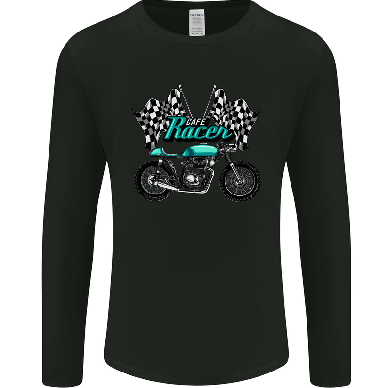 Cafe Racer Biker Motorcycle Motorbike Mens Long Sleeve T-Shirt Black