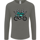 Cafe Racer Biker Motorcycle Motorbike Mens Long Sleeve T-Shirt Charcoal