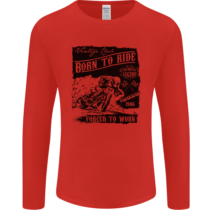 Cafe Racer Biker Motorcycle Motorbike Mens Long Sleeve T-Shirt Red