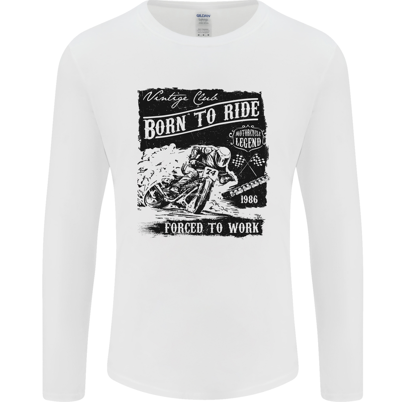 Cafe Racer Biker Motorcycle Motorbike Mens Long Sleeve T-Shirt White