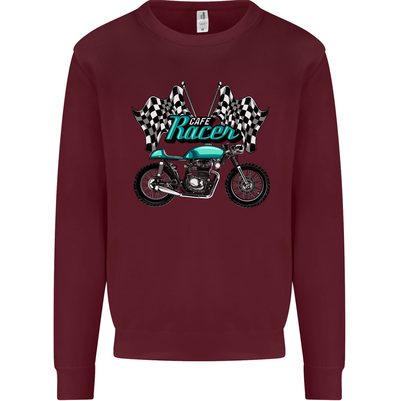 Cafe Racer Biker Motorcycle Motorbike Mens Sweatshirt Jumper Maroon