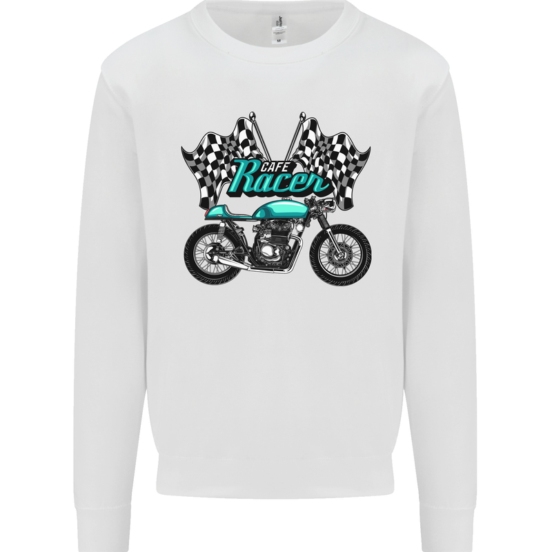 Cafe Racer Biker Motorcycle Motorbike Mens Sweatshirt Jumper White