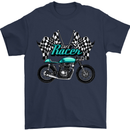Cafe Racer Biker Motorcycle Motorbike Mens T-Shirt Cotton Gildan Navy Blue