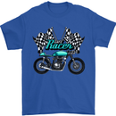 Cafe Racer Biker Motorcycle Motorbike Mens T-Shirt Cotton Gildan Royal Blue