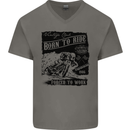 Cafe Racer Biker Motorcycle Motorbike Mens V-Neck Cotton T-Shirt Charcoal
