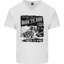 Cafe Racer Biker Motorcycle Motorbike Mens V-Neck Cotton T-Shirt White