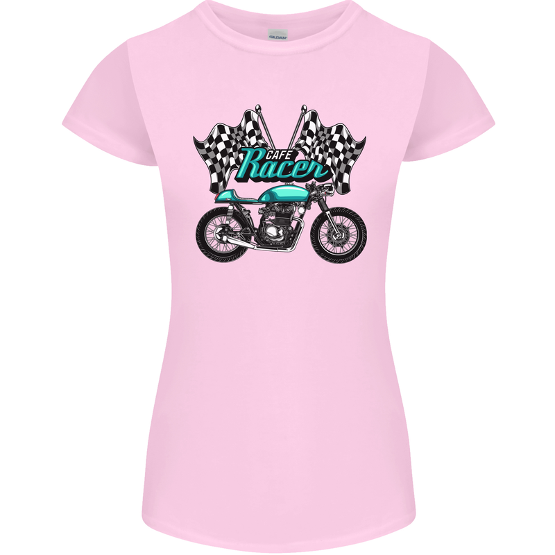 Cafe Racer Biker Motorcycle Motorbike Womens Petite Cut T-Shirt Light Pink