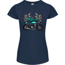 Cafe Racer Biker Motorcycle Motorbike Womens Petite Cut T-Shirt Navy Blue