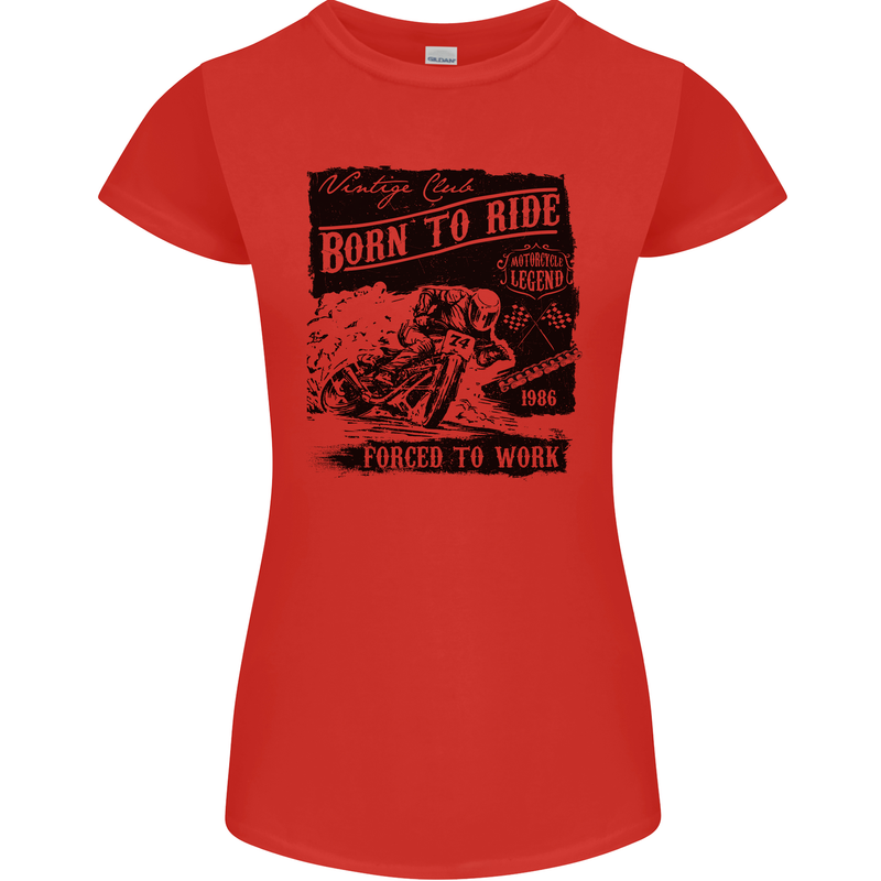 Cafe Racer Biker Motorcycle Motorbike Womens Petite Cut T-Shirt Red