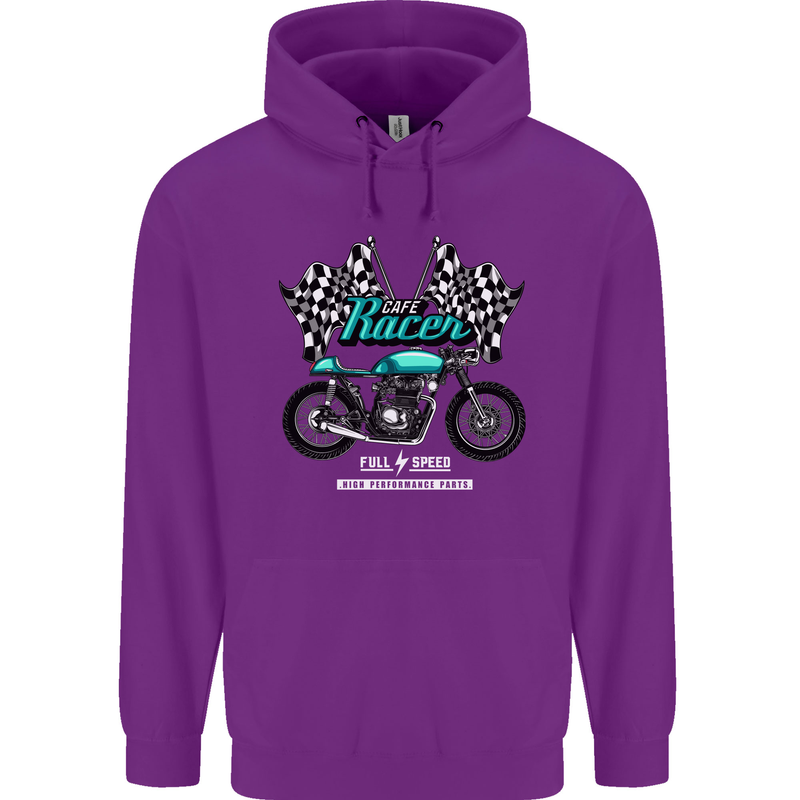 Cafe Racer Full Speed Biker Motorcycle Childrens Kids Hoodie Purple