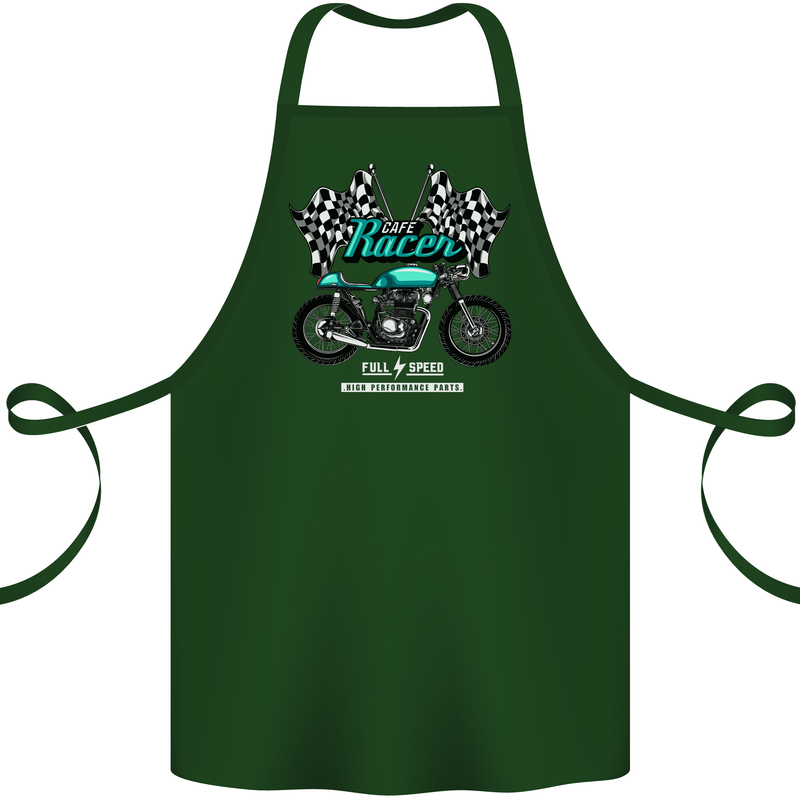 Cafe Racer Full Speed Biker Motorcycle Cotton Apron 100% Organic Forest Green