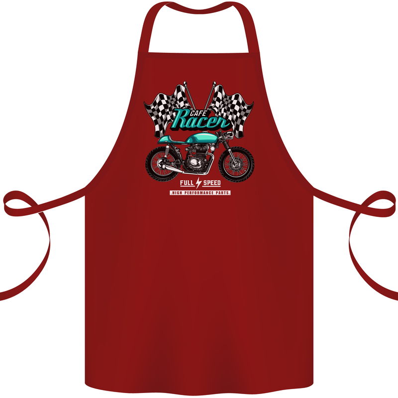 Cafe Racer Full Speed Biker Motorcycle Cotton Apron 100% Organic Maroon