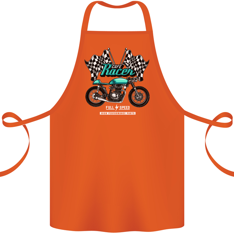 Cafe Racer Full Speed Biker Motorcycle Cotton Apron 100% Organic Orange