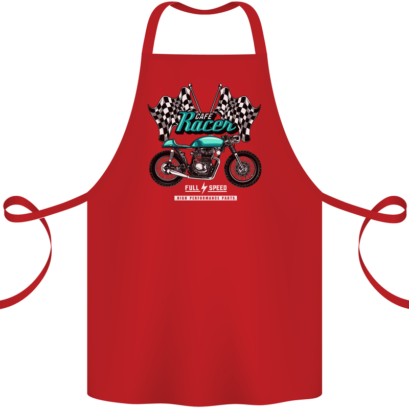 Cafe Racer Full Speed Biker Motorcycle Cotton Apron 100% Organic Red