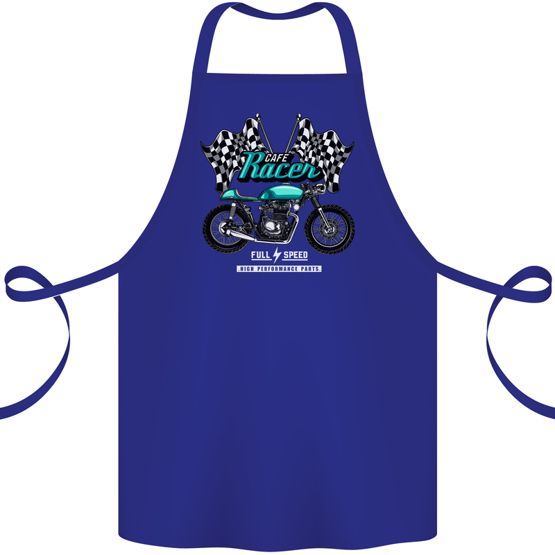Cafe Racer Full Speed Biker Motorcycle Cotton Apron 100% Organic Royal Blue