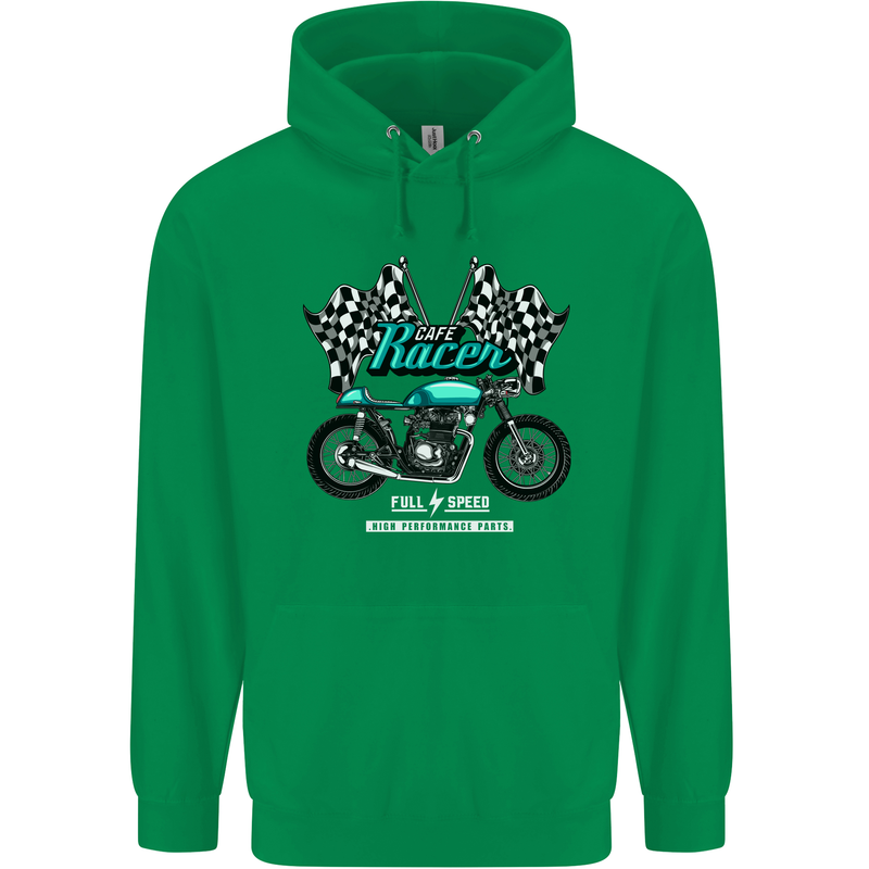 Cafe Racer Full Speed Biker Motorcycle Mens 80% Cotton Hoodie Irish Green