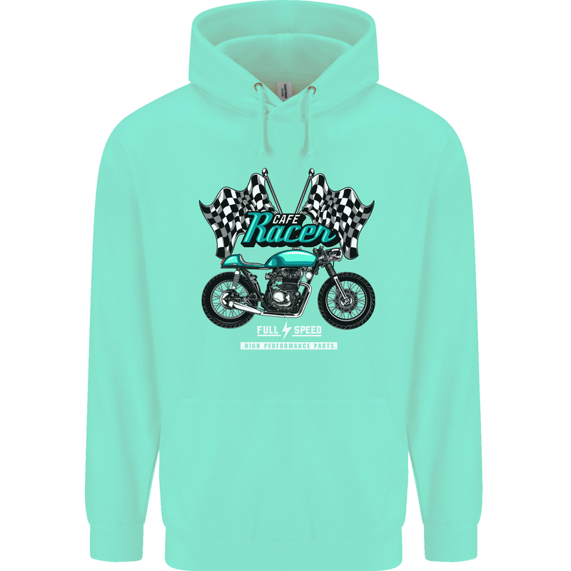 Cafe Racer Full Speed Biker Motorcycle Mens 80% Cotton Hoodie Peppermint