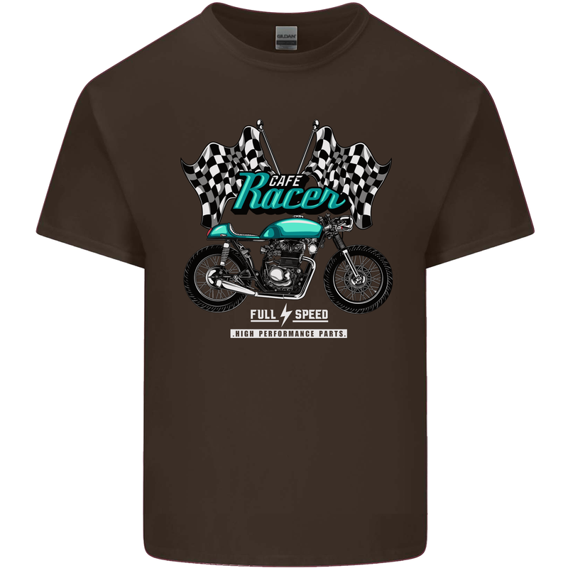 Cafe Racer Full Speed Biker Motorcycle Mens Cotton T-Shirt Tee Top Dark Chocolate