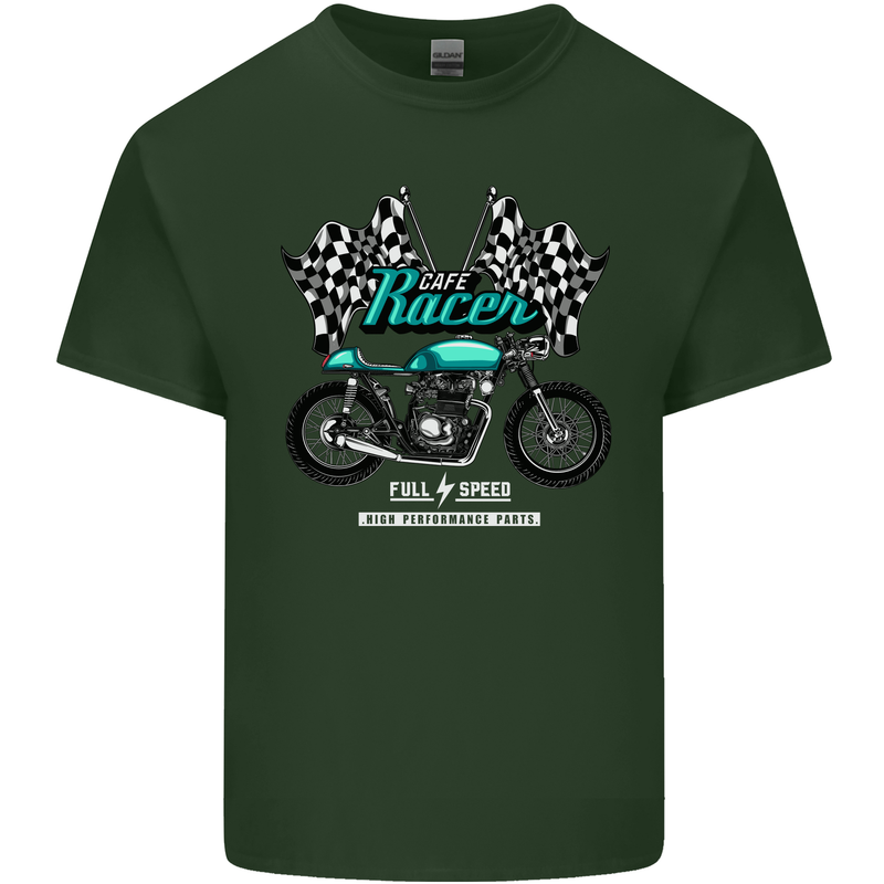 Cafe Racer Full Speed Biker Motorcycle Mens Cotton T-Shirt Tee Top Forest Green