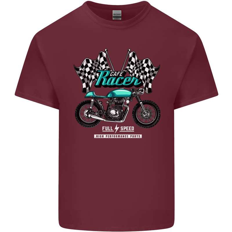 Cafe Racer Full Speed Biker Motorcycle Mens Cotton T-Shirt Tee Top Maroon