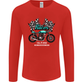 Cafe Racer Full Speed Biker Motorcycle Mens Long Sleeve T-Shirt Red