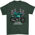 Cafe Racer Full Speed Biker Motorcycle Mens T-Shirt Cotton Gildan Forest Green