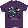 Cafe Racer Full Speed Biker Motorcycle Mens T-Shirt Cotton Gildan Purple