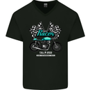 Cafe Racer Full Speed Biker Motorcycle Mens V-Neck Cotton T-Shirt Black