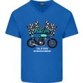 Cafe Racer Full Speed Biker Motorcycle Mens V-Neck Cotton T-Shirt Royal Blue