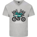 Cafe Racer Full Speed Biker Motorcycle Mens V-Neck Cotton T-Shirt Sports Grey