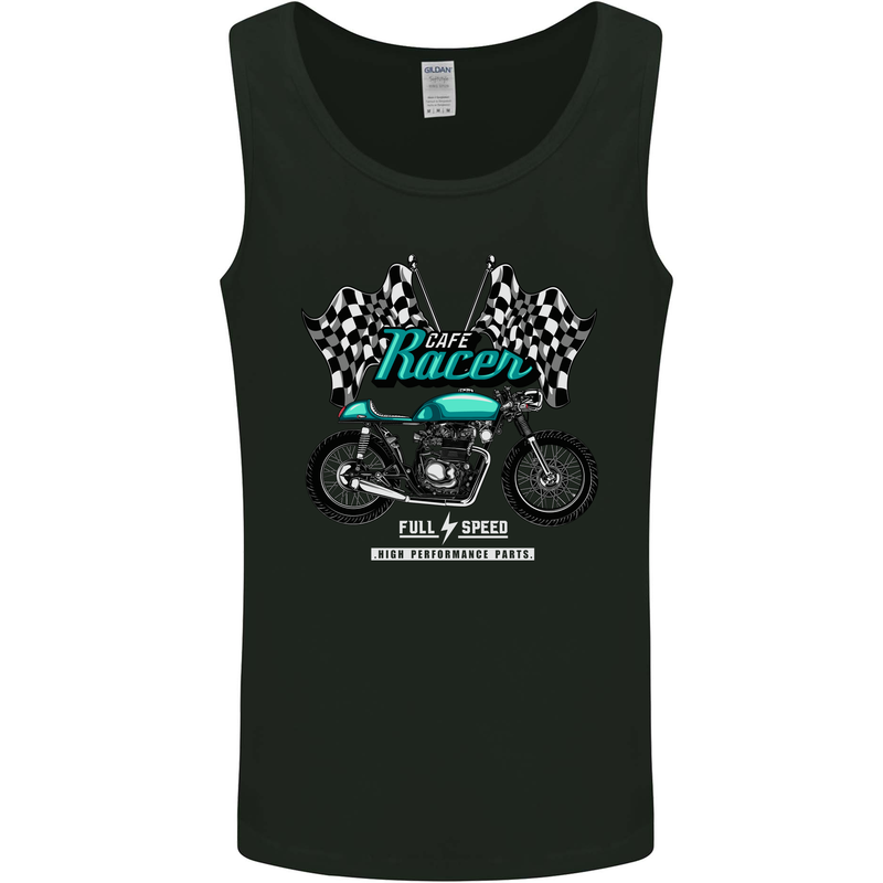 Cafe Racer Full Speed Biker Motorcycle Mens Vest Tank Top Black