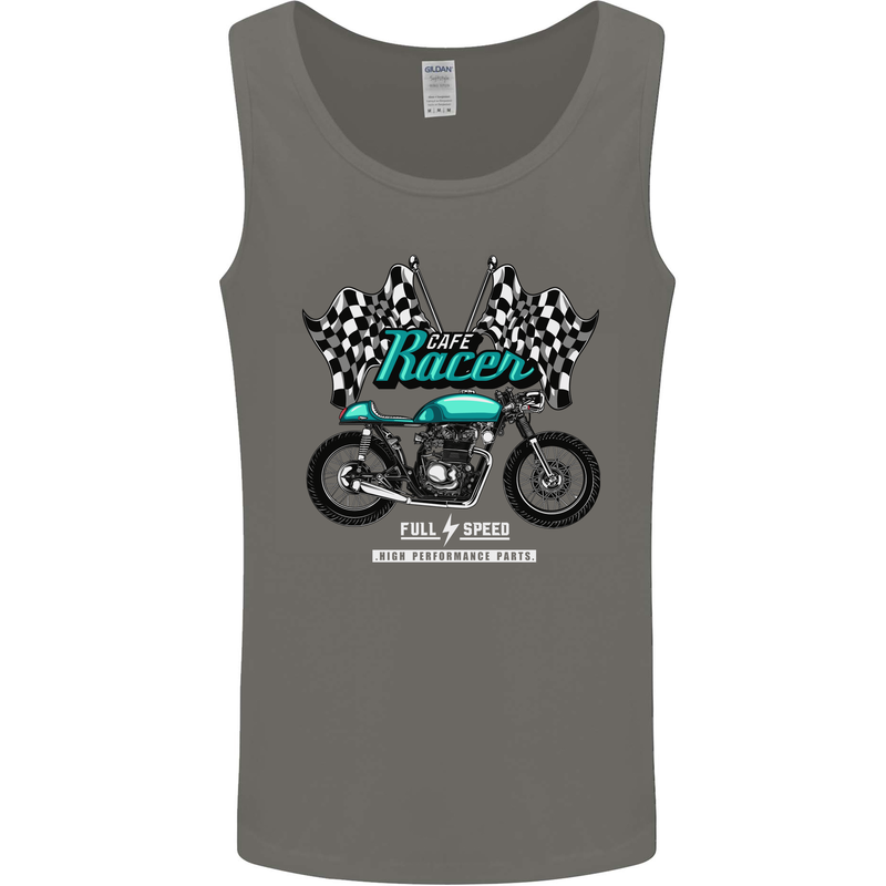 Cafe Racer Full Speed Biker Motorcycle Mens Vest Tank Top Charcoal