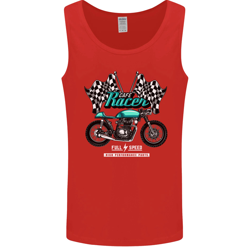 Cafe Racer Full Speed Biker Motorcycle Mens Vest Tank Top Red